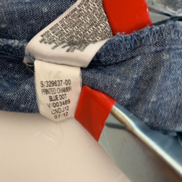 old Navy Blouse Blue Chambray White Polka Dot  XS. - Picture 8 of 8